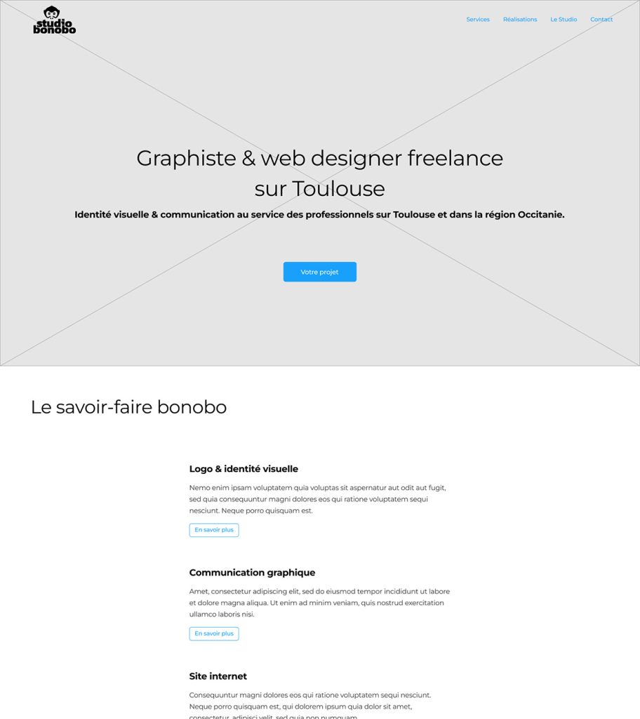 Example de wireframe pour un site internet